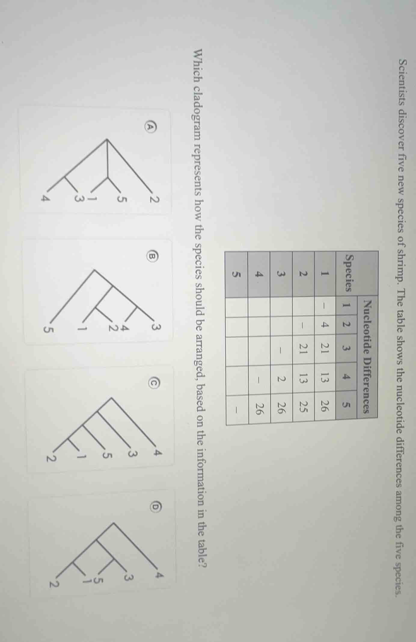 scientists discover five new species of shrimp. the table shows the nuc…