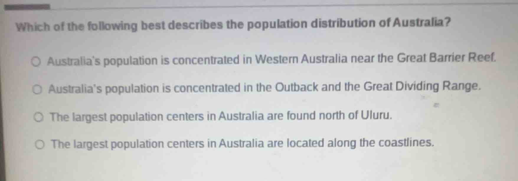 which of the following best describes the population distribution of au…