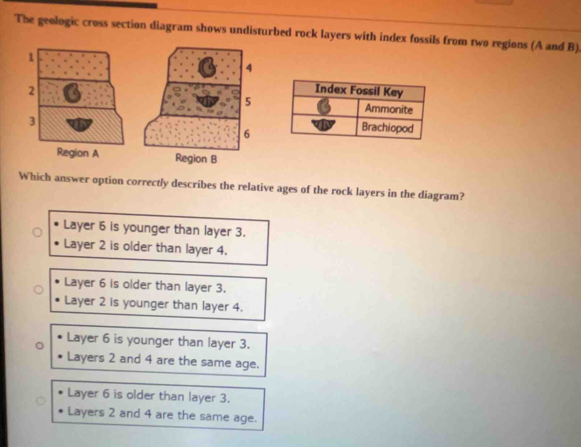 the geologic cross section diagram shows undisturbed rock layers with i…