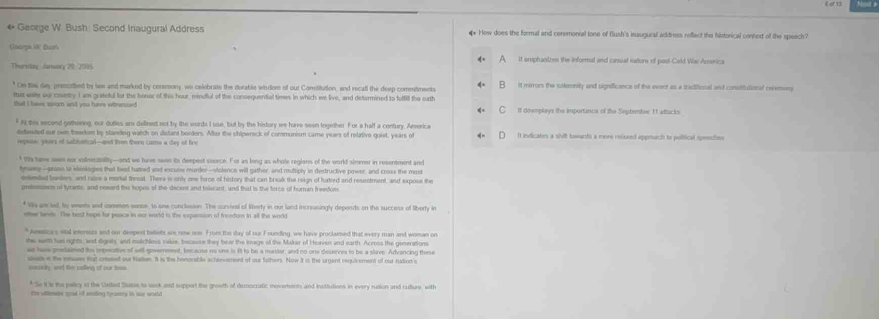 george w. bush: second inaugural address thursday, january 20, 2005 1 o…