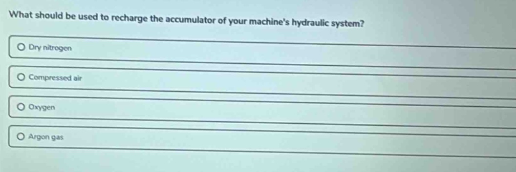 what should be used to recharge the accumulator of your machines hydrau…