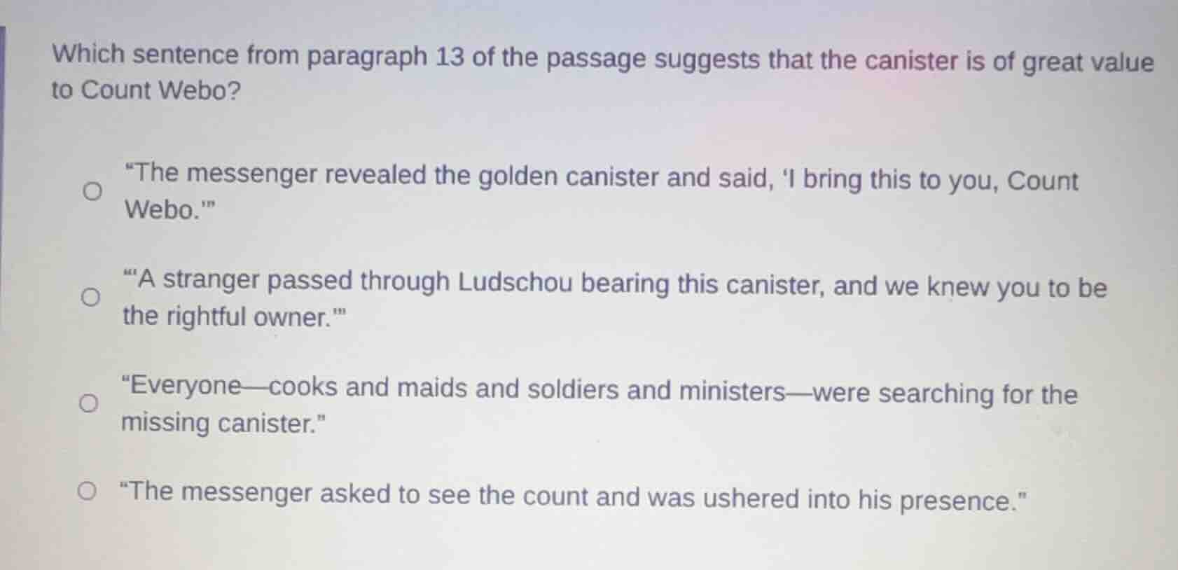 which sentence from paragraph 13 of the passage suggests that the canis…