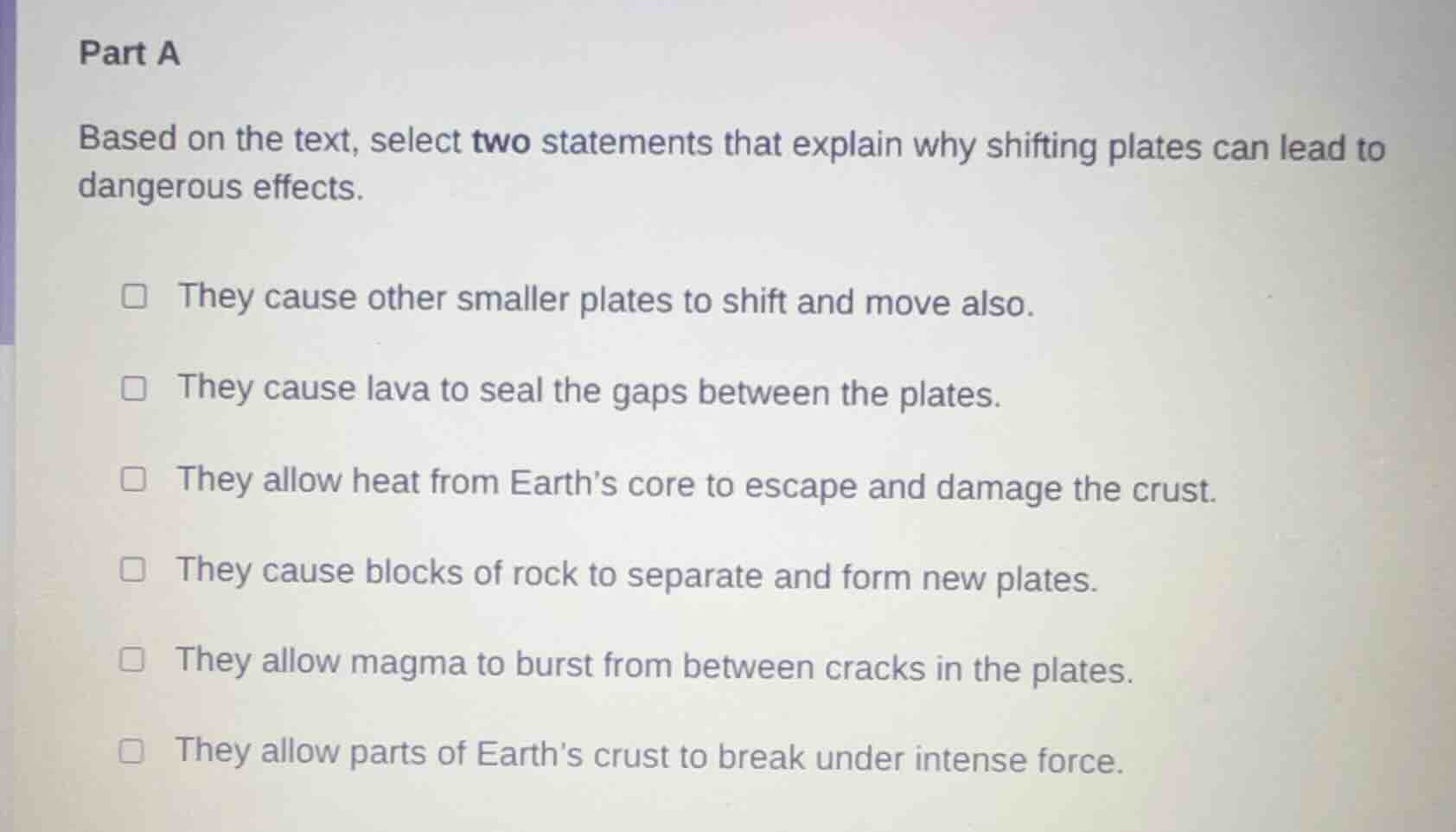 part a based on the text, select two statements that explain why shifti…