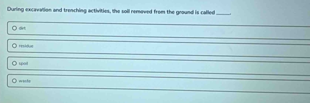 during excavation and trenching activities, the soil removed from the g…