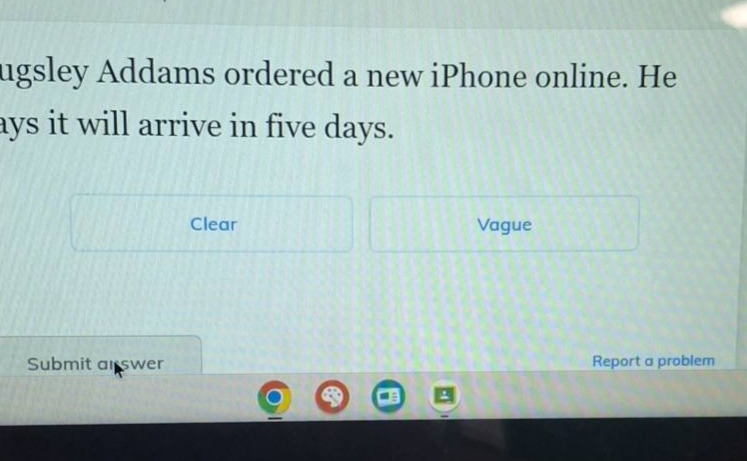 ugsley addams ordered a new iphone online. he ays it will arrive in fiv…