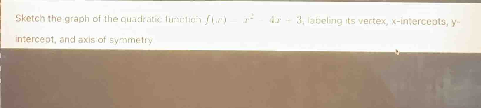 sketch the graph of the quadratic function $f(x) = x^2 - 4x + 3$, label…