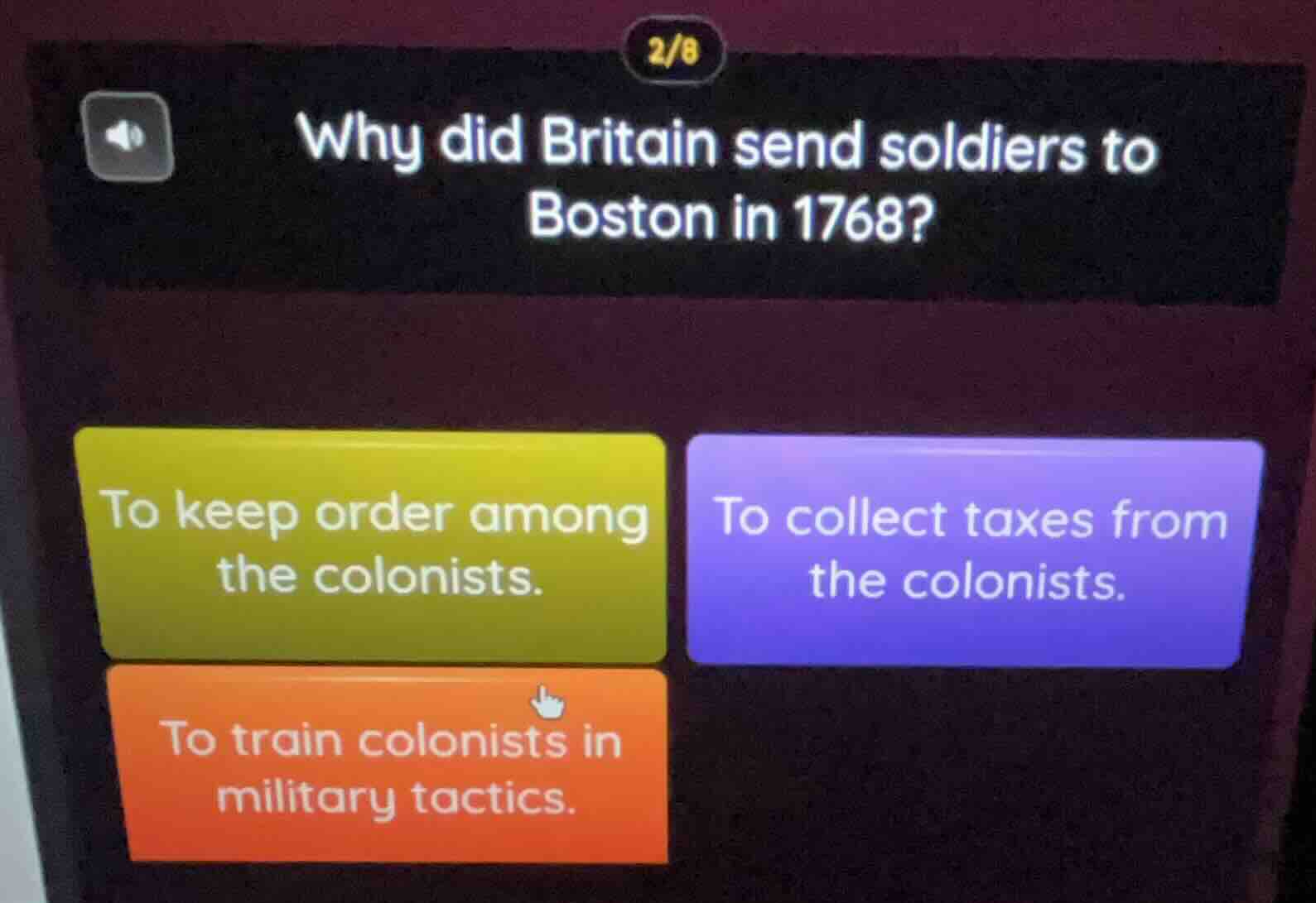 why did britain send soldiers to boston in 1768? to keep order among th…