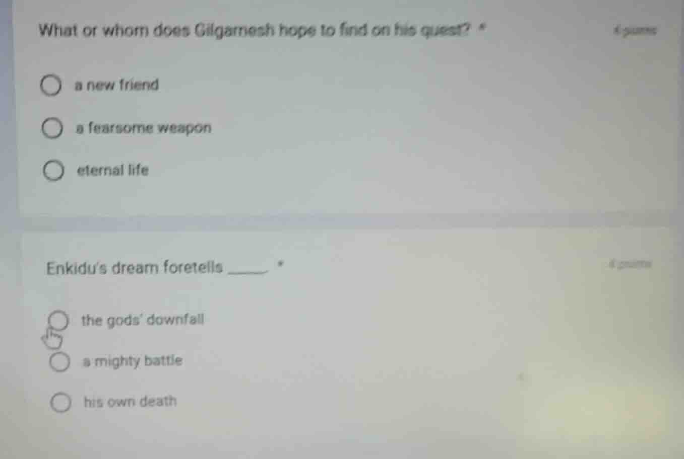 what or whom does gilgamesh hope to find on his quest? a new friend a f…