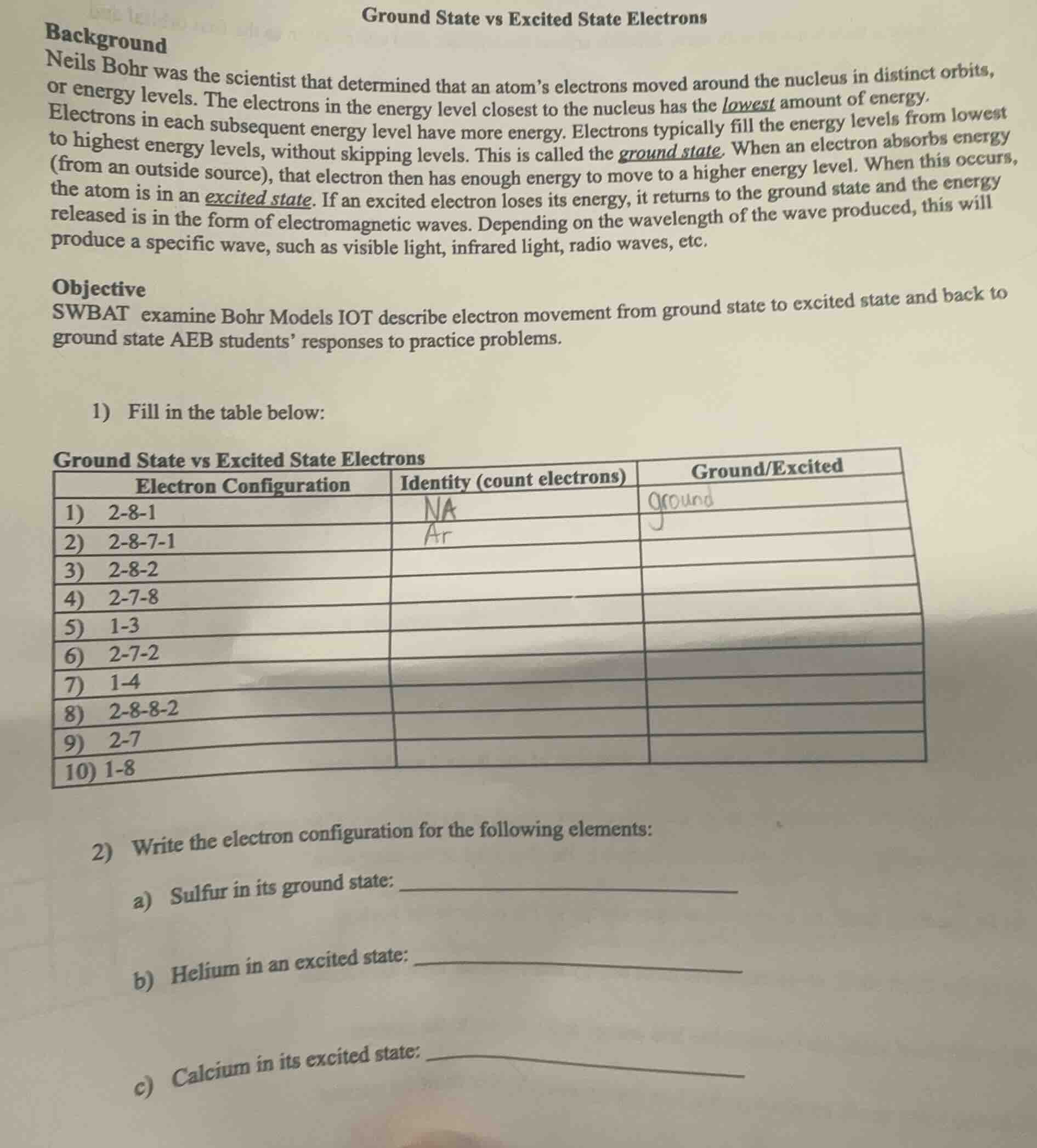ground state vs excited state electrons background neils bohr was the s…