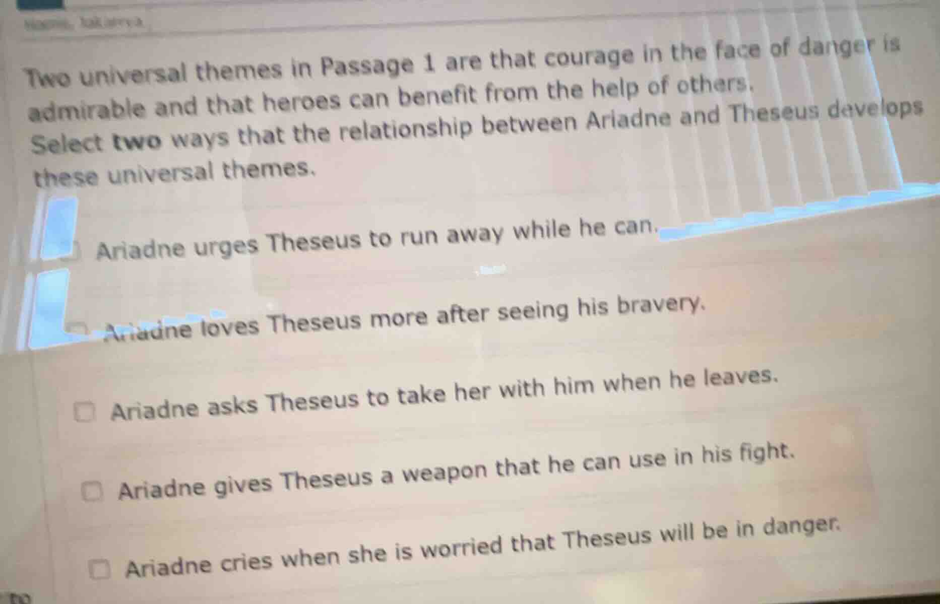 two universal themes in passage 1 are that courage in the face of dange…
