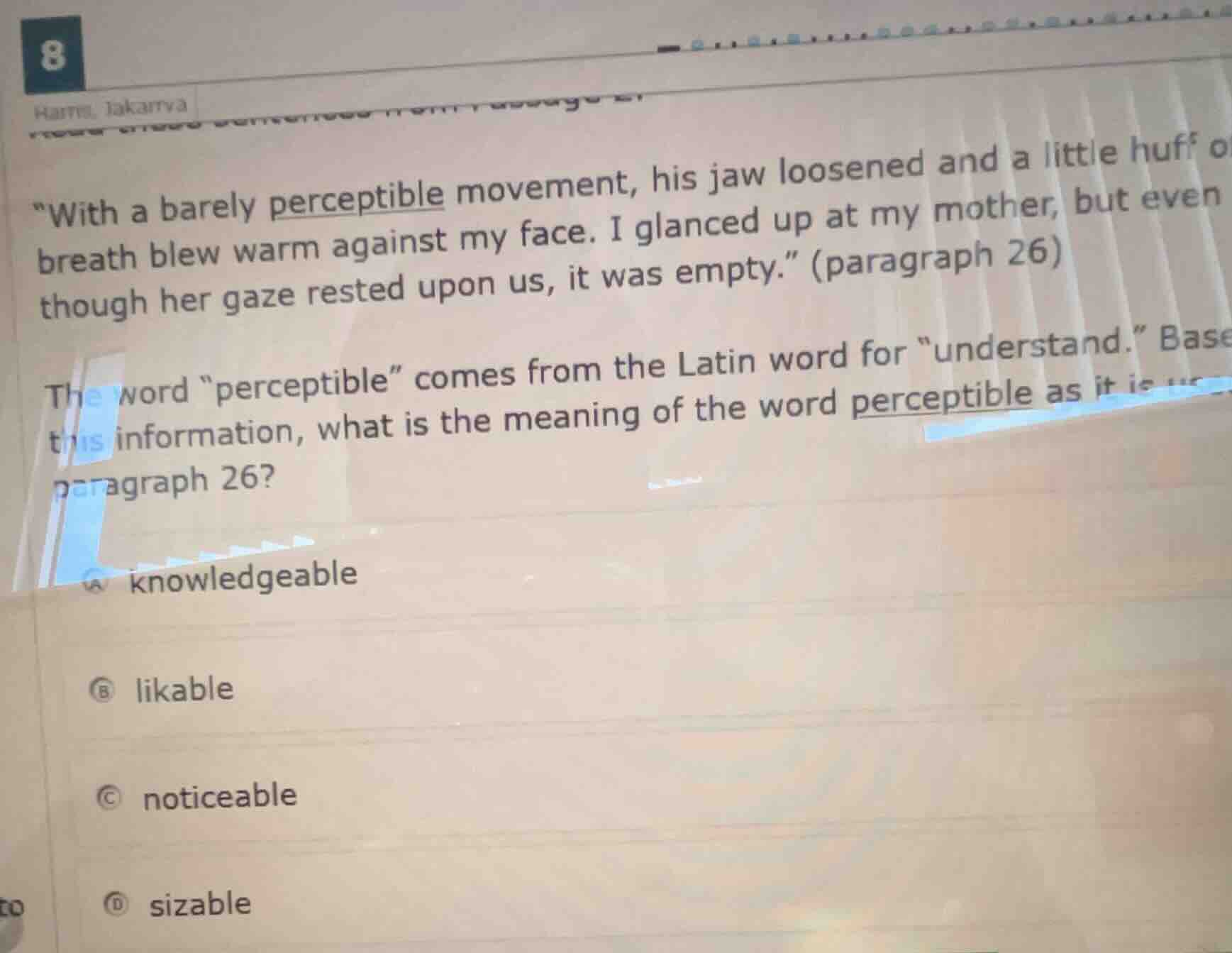 8 name, lakamva \with a barely perceptible movement, his jaw loosened a…