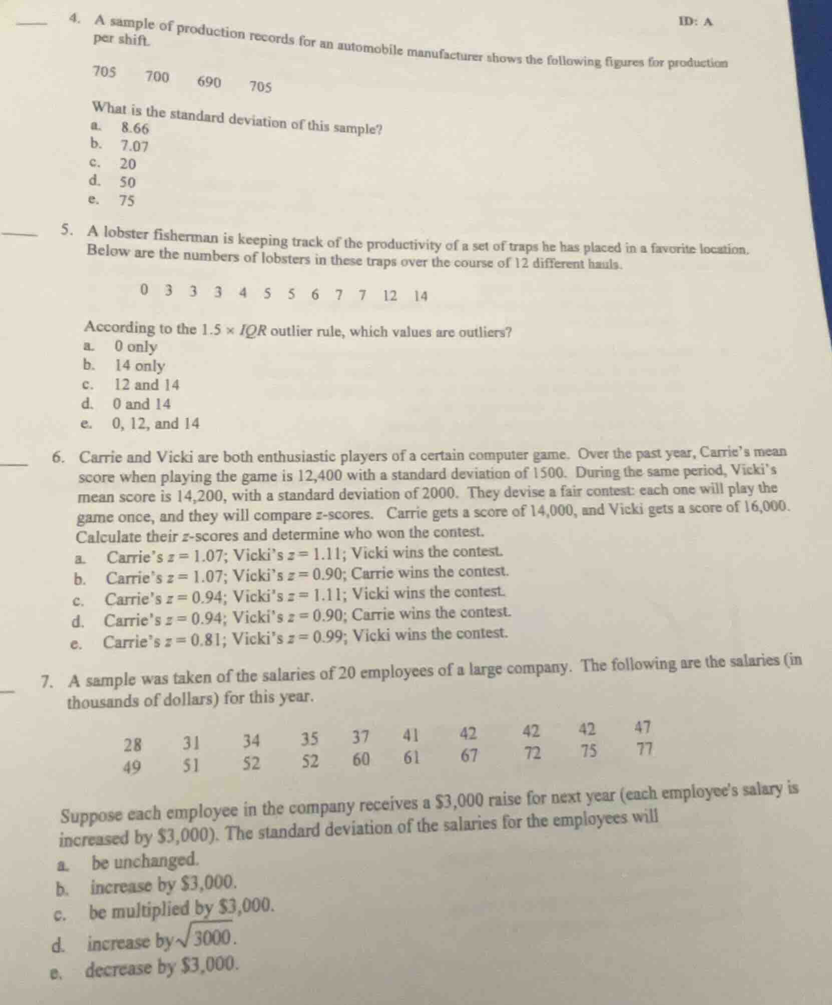 4. a sample of production records for an automobile manufacturer shows …