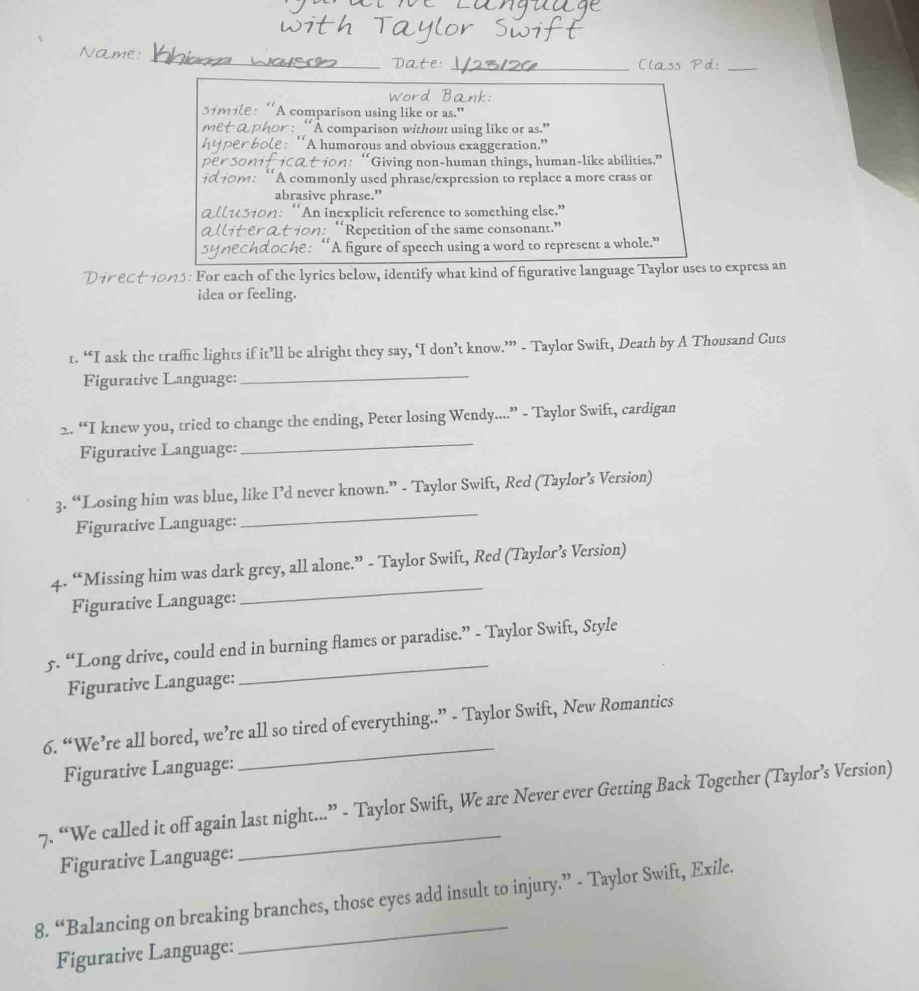 name: date: 1/23/20 class pd: word bank: simile: \a comparison using li…