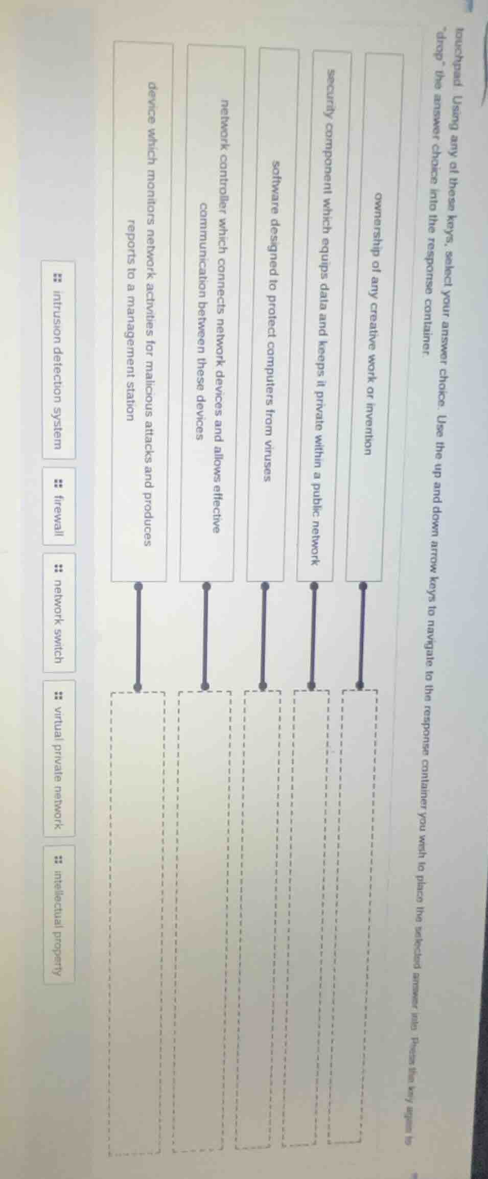 touchpad using any of these keys, select your answer choice. use the up…