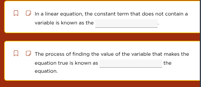 in a linear equation, the constant term that does not contain a variabl…