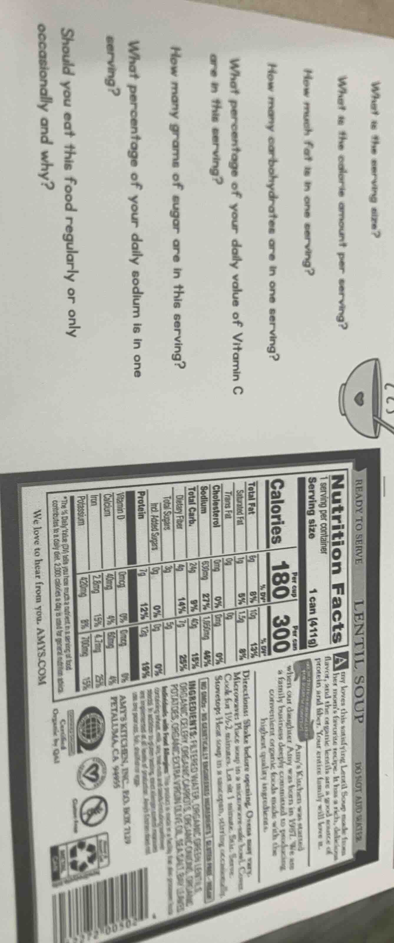 what is the serving size? what is the calorie amount per serving? how m…