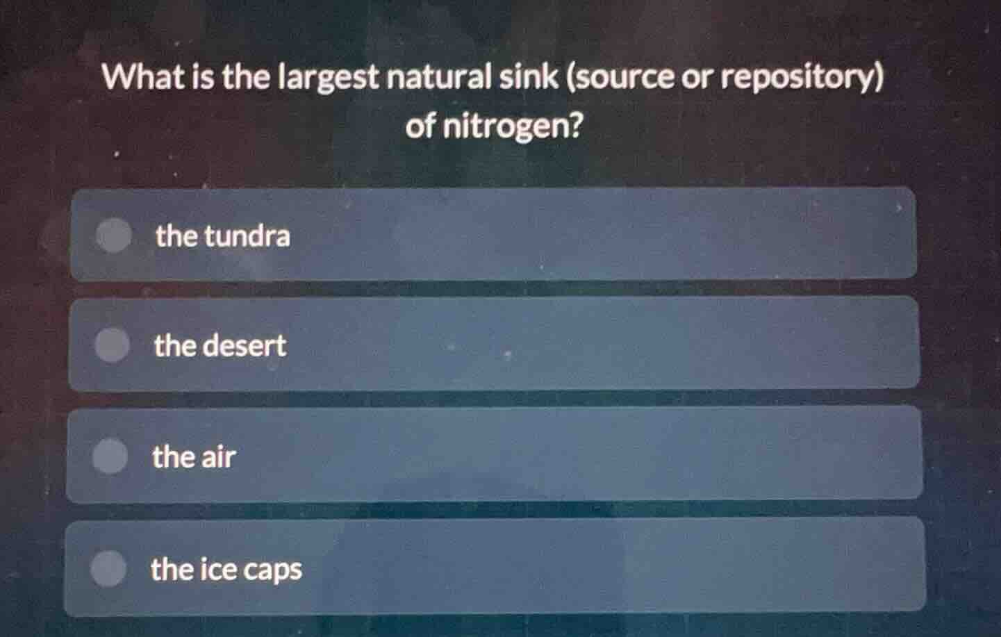 what is the largest natural sink (source or repository) of nitrogen? th…