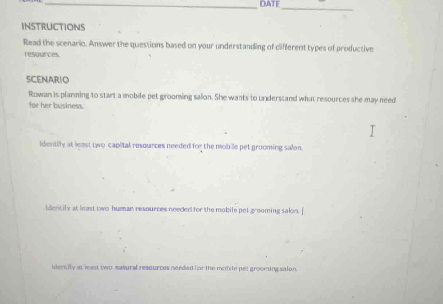 instructions read the scenario. answer the questions based on your unde…