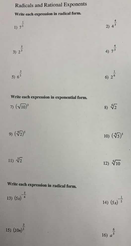radicals and rational exponents write each expression in radical form. …