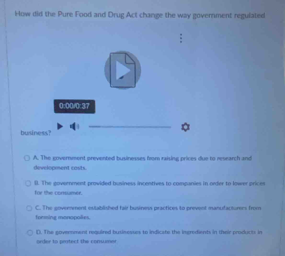 how did the pure food and drug act change the way government regulated …