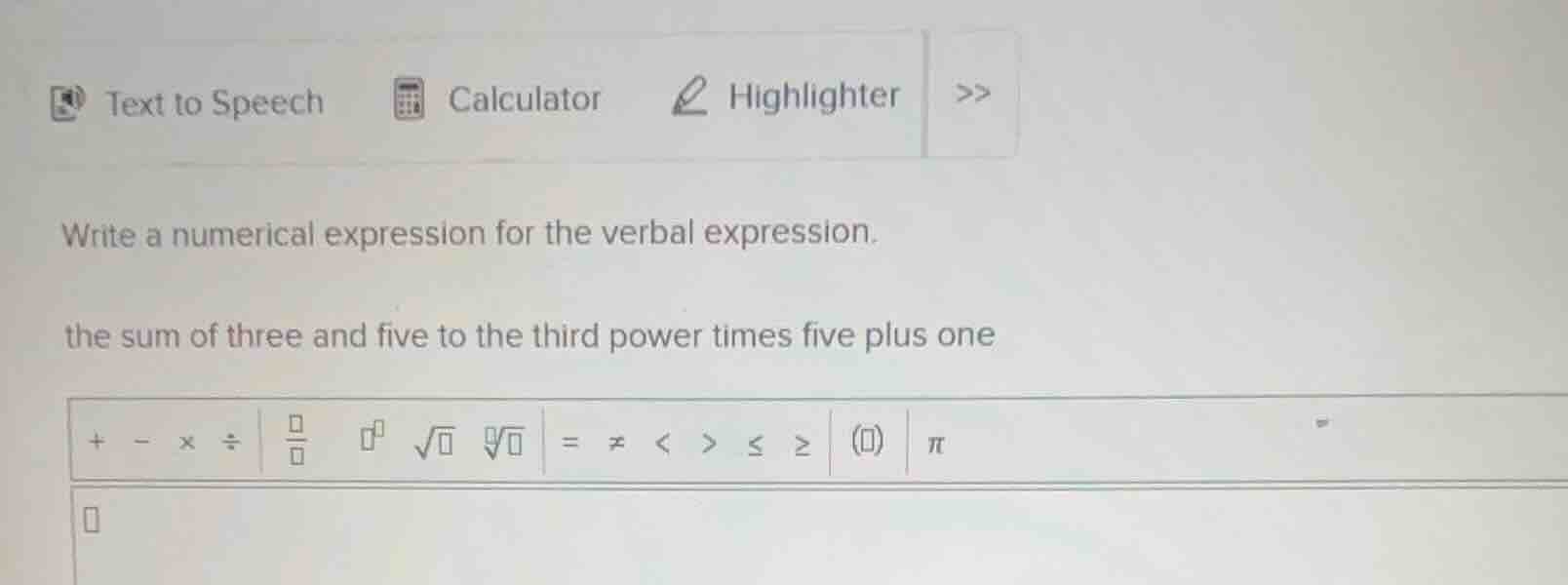 write a numerical expression for the verbal expression. the sum of thre…