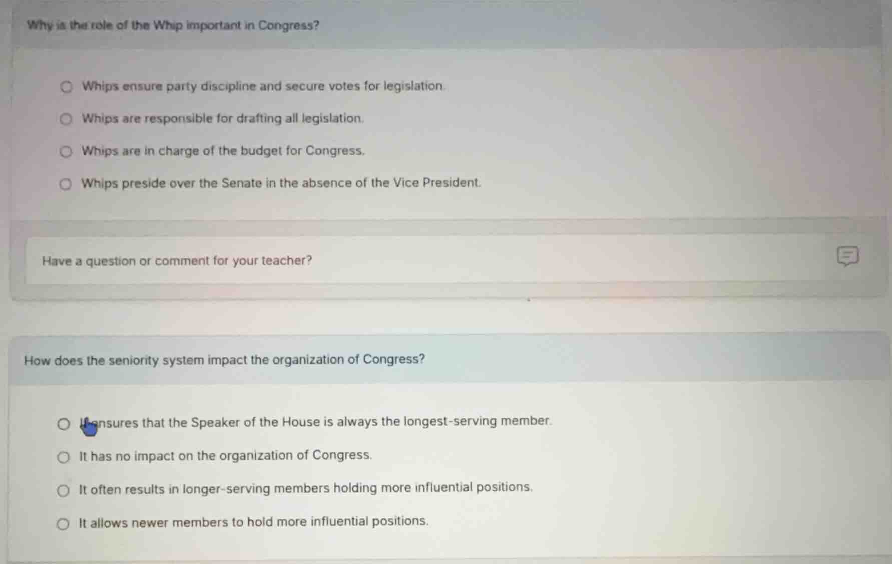why is the role of the whip important in congress? whips ensure party d…