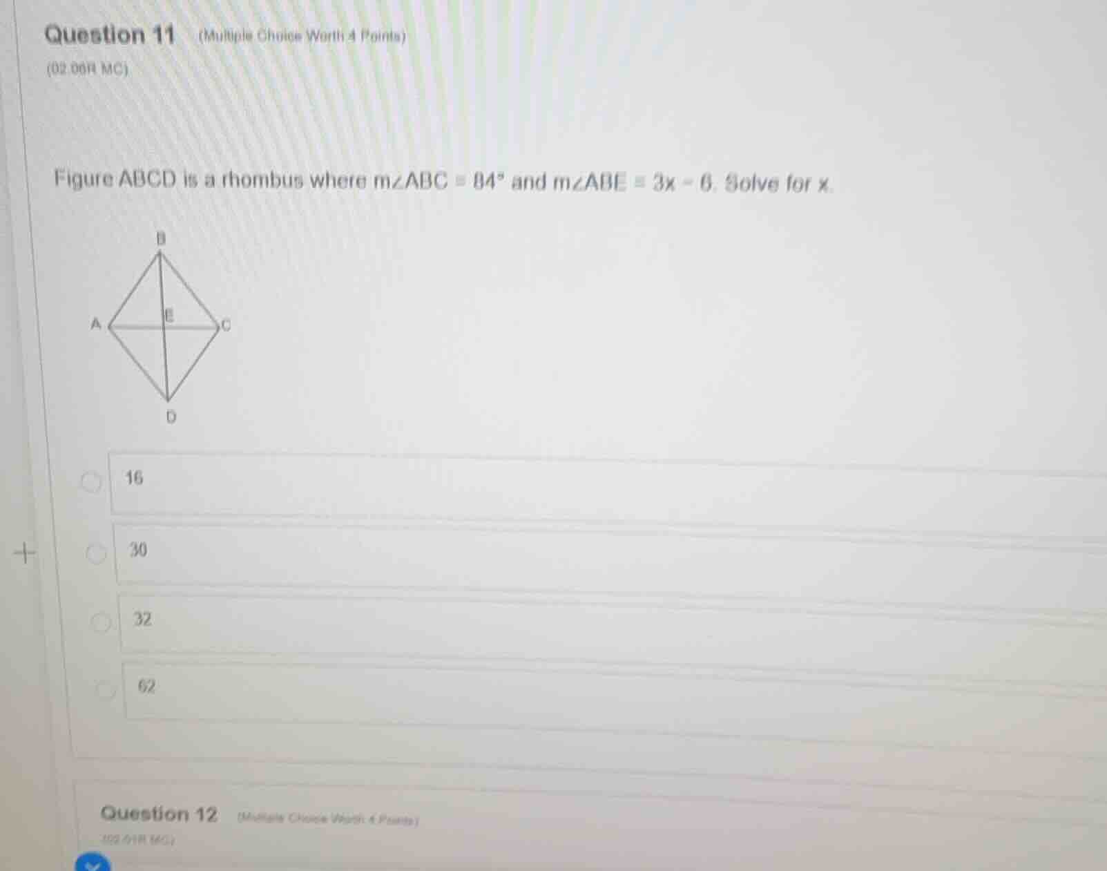 question 11 (multiple choice worth 4 points) (02.08h mc) figure abcd is…