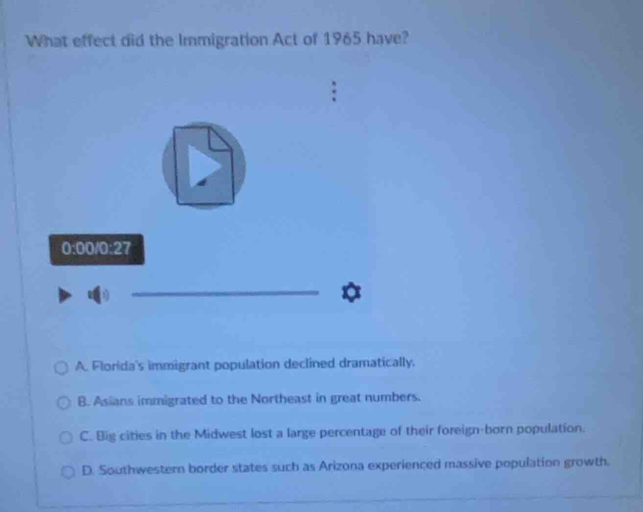 what effect did the immigration act of 1965 have? a. florida’s immigran…