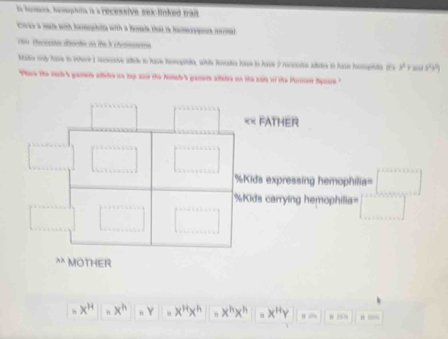 in humans, hemophilia is a recessive sex - linked trait. cross a male w…