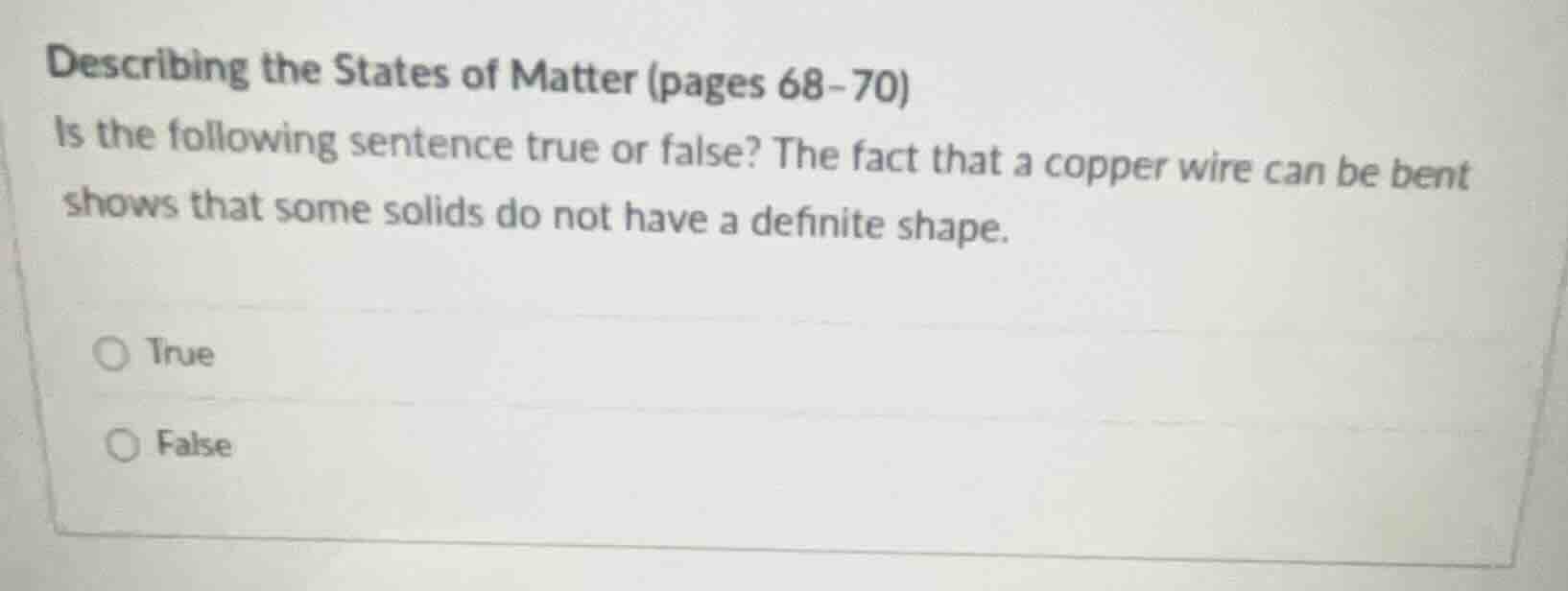 describing the states of matter (pages 68-70) is the following sentence…