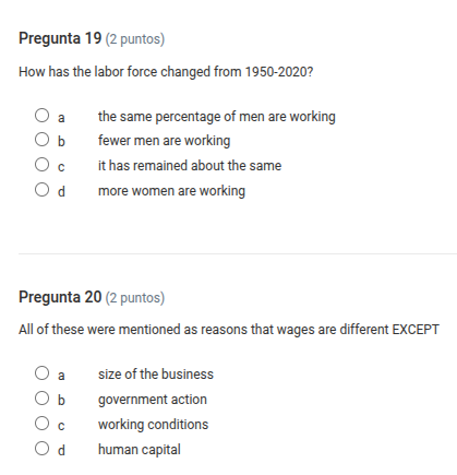 pregunta 19 (2 puntos) how has the labor force changed from 1950 - 2020…