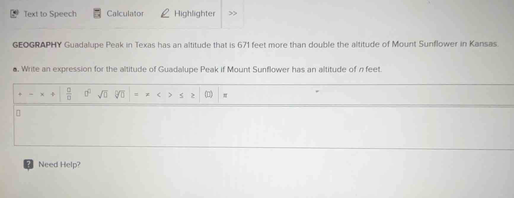 geography guadalupe peak in texas has an altitude that is 671 feet more…