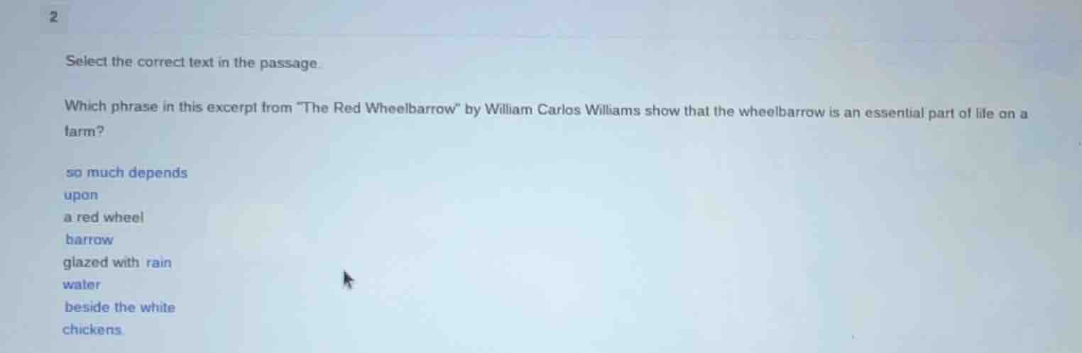 2 select the correct text in the passage. which phrase in this excerpt …