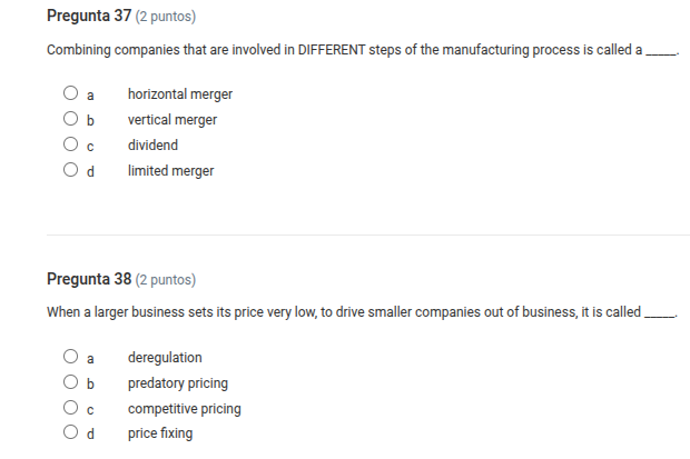 pregunta 37 (2 puntos) combining companies that are involved in differe…
