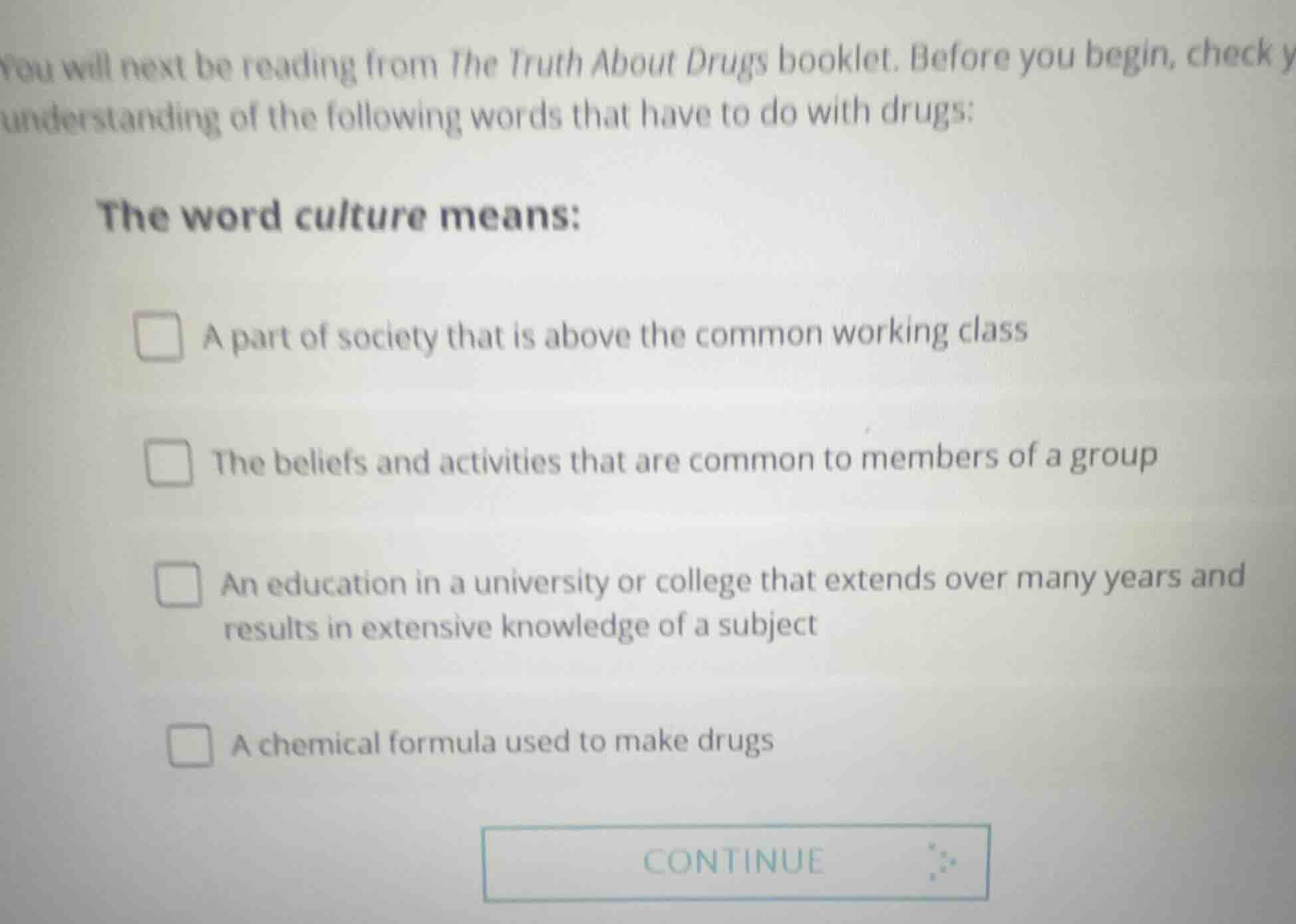 you will next be reading from the truth about drugs booklet. before you…