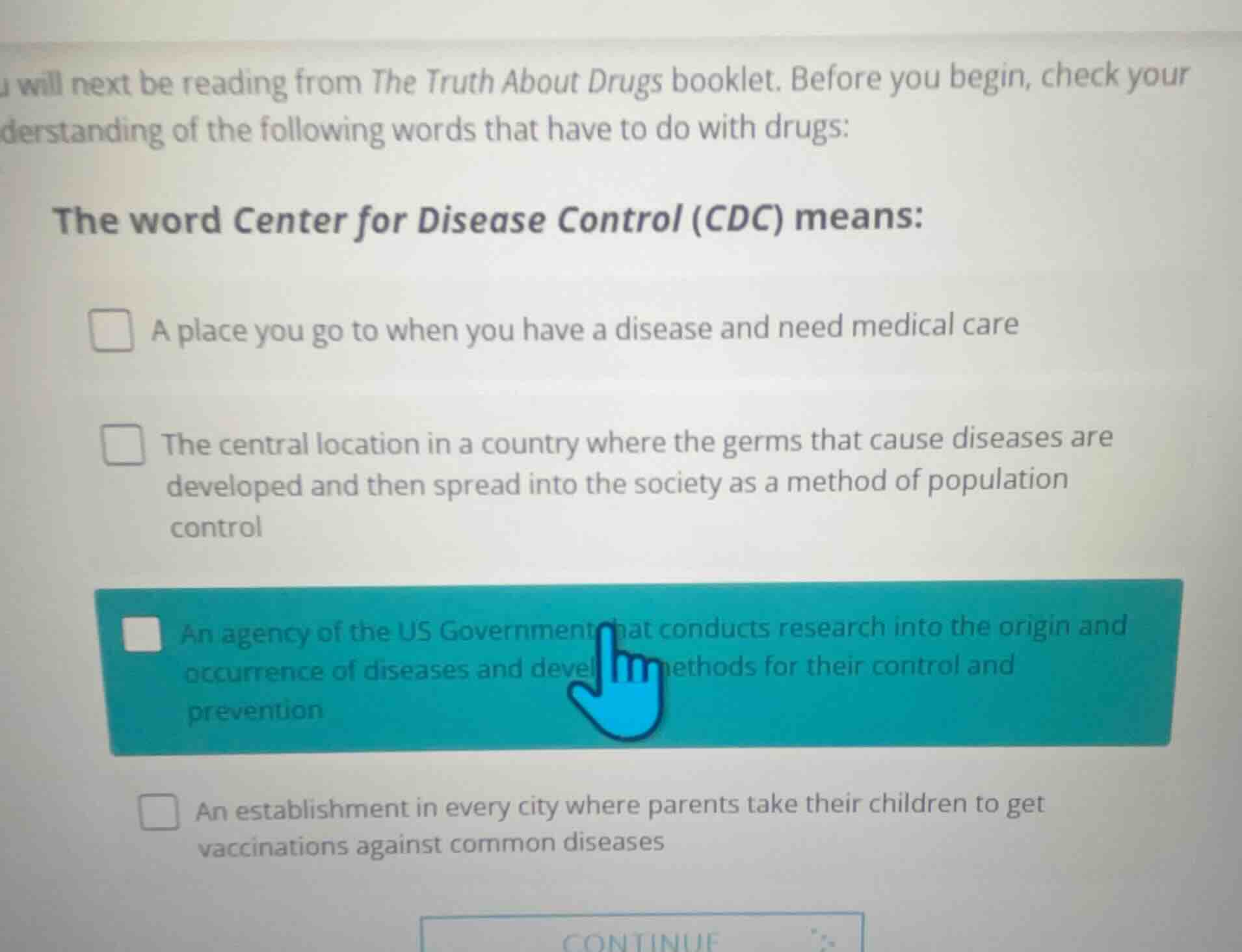 you will next be reading from the truth about drugs booklet. before you…