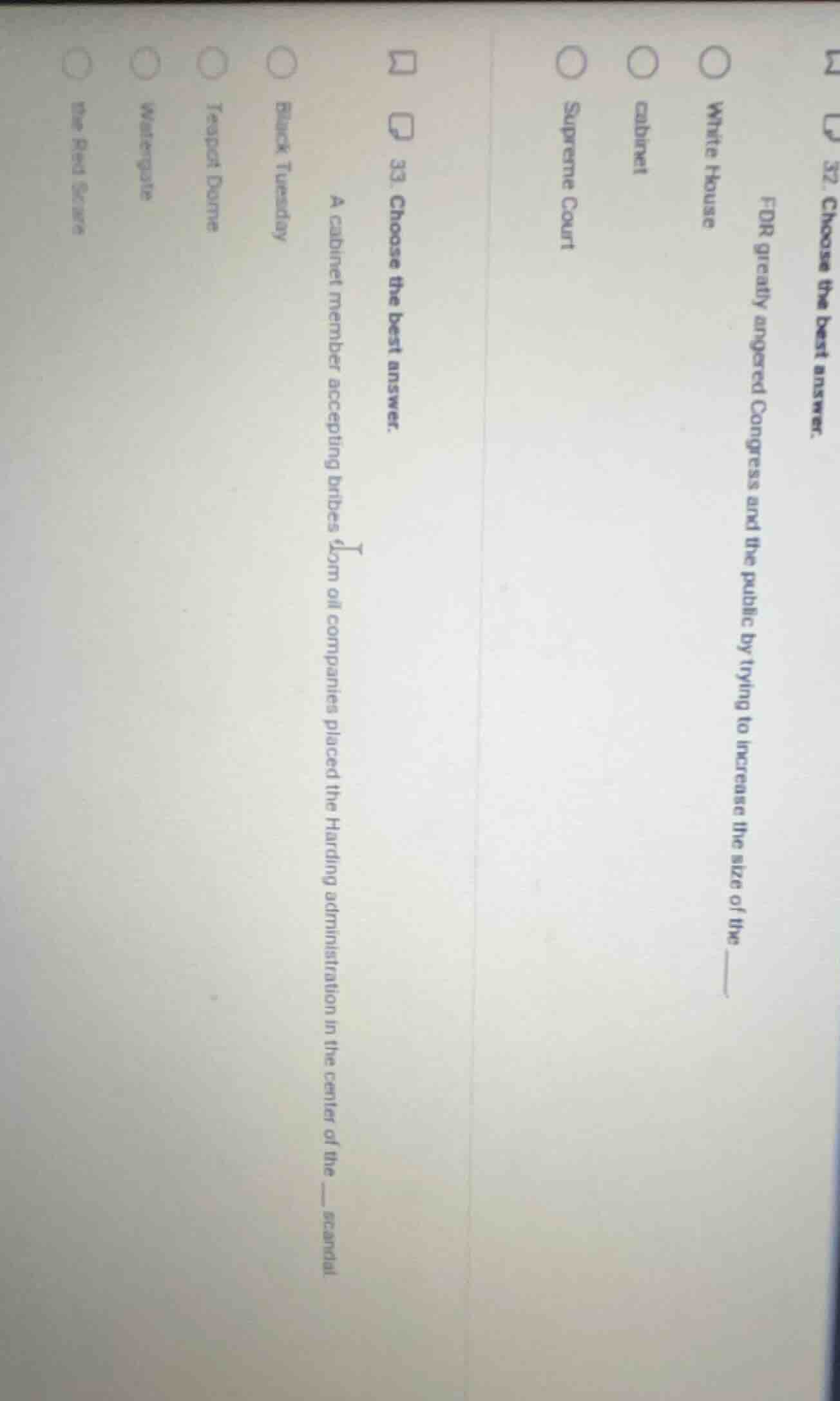 33. choose the best answer. a cabinet member accepting bribes from oil …