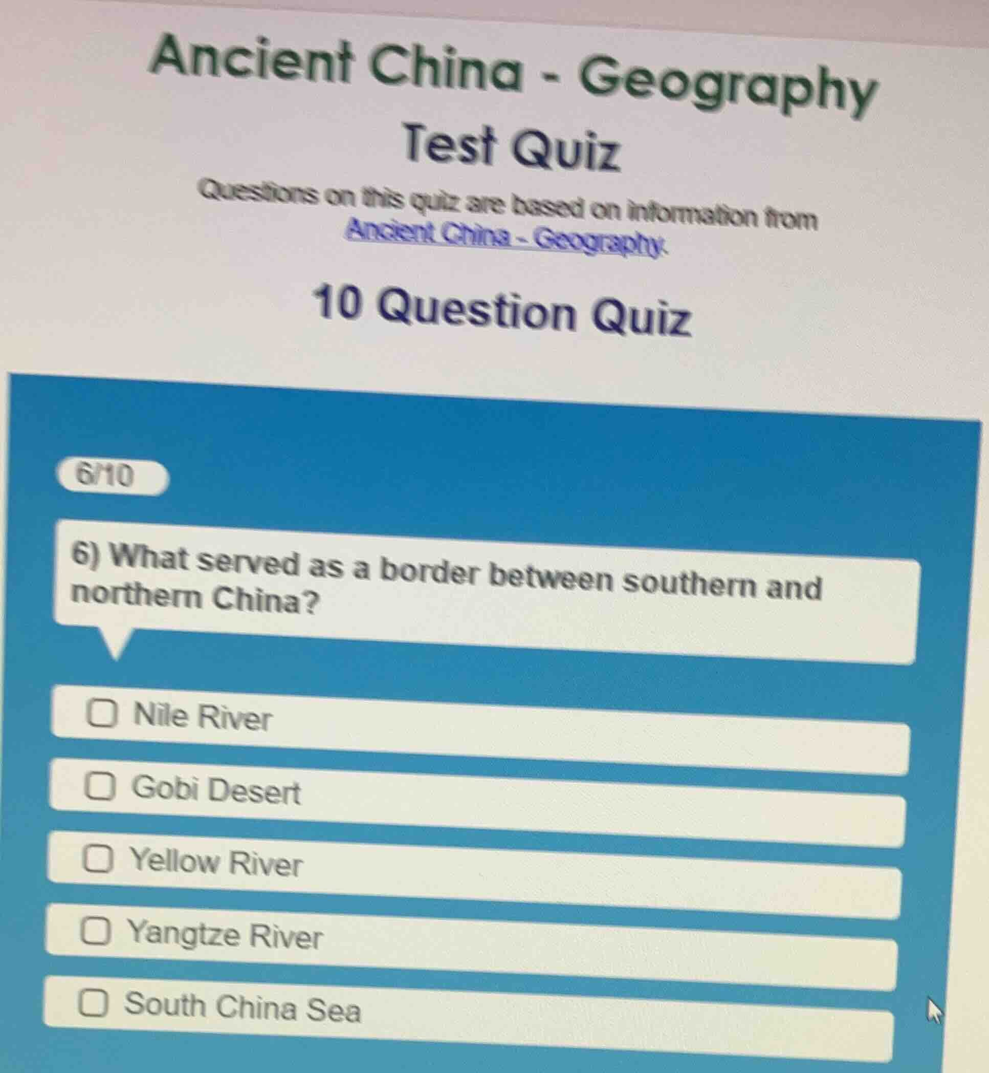 ancient china - geography test quiz questions on this quiz are based on…