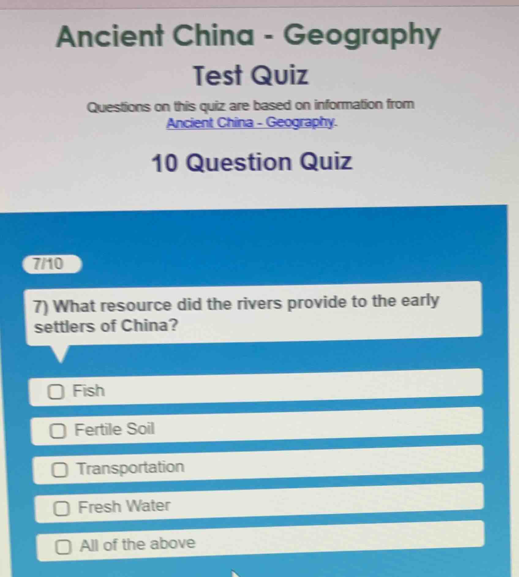 ancient china - geography test quiz questions on this quiz are based on…