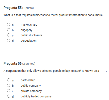 pregunta 55 (1 punto) what is it that requires businesses to reveal pro…