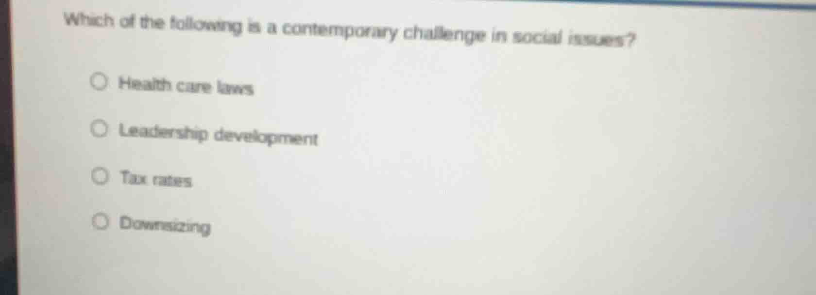 which of the following is a contemporary challenge in social issues? ○ …