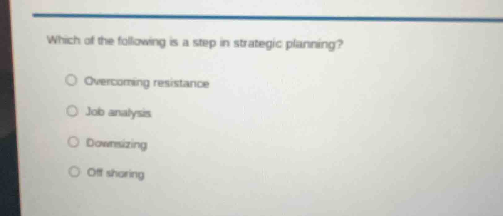 which of the following is a step in strategic planning? overcoming resi…
