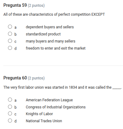 pregunta 59 (2 puntos) all of these are characteristics of perfect comp…