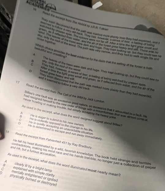 16 read the excerpt from the trail by h. r. haggard they soon discovere…