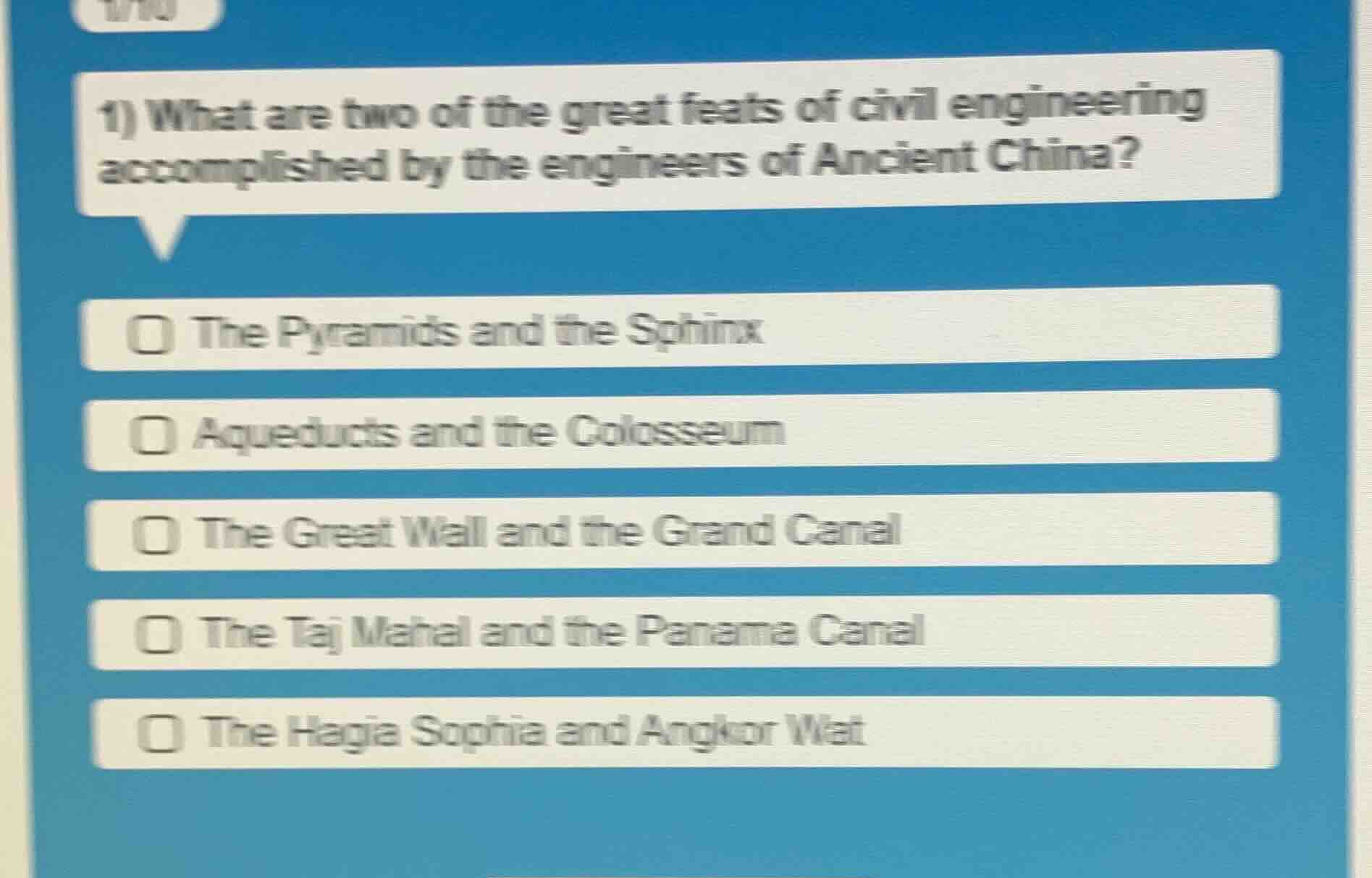 1) what are two of the great feats of civil engineering accomplished by…