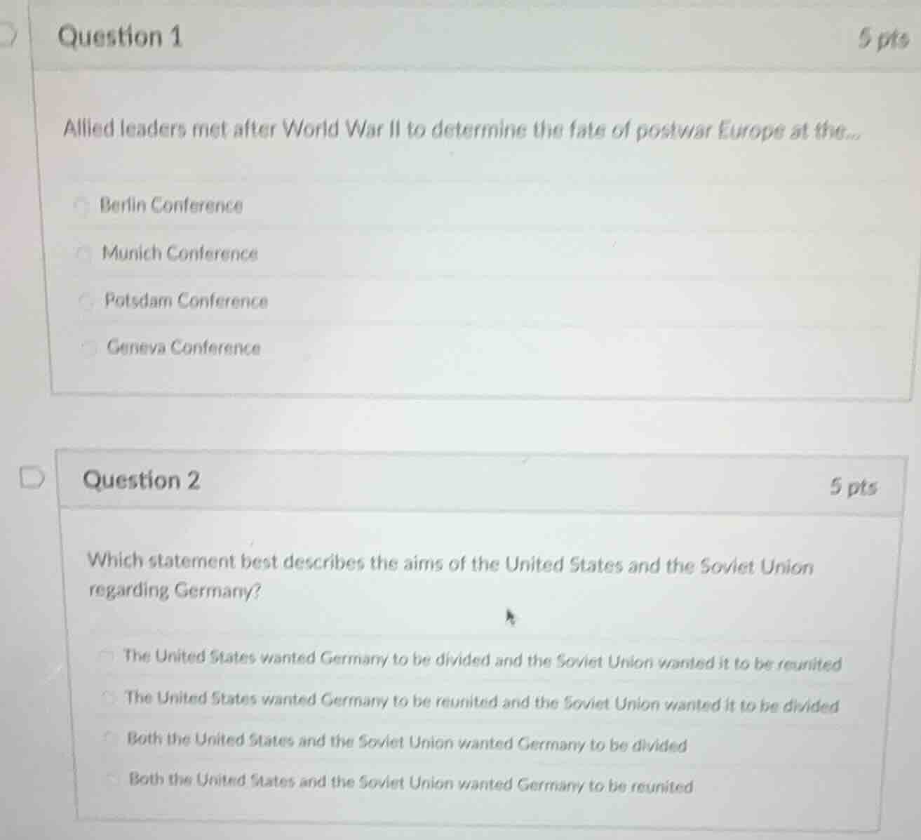 question 1 5 pts allied leaders met after world war ii to determine the…