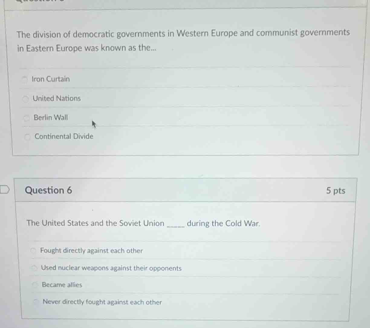 the division of democratic governments in western europe and communist …