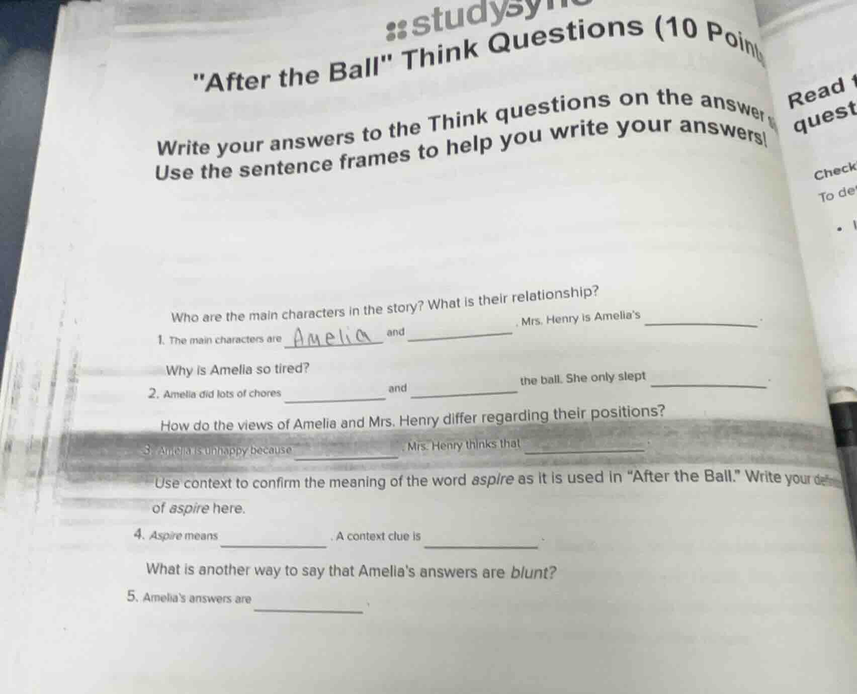 \after the ball\ think questions (10 point write your answers to the th…