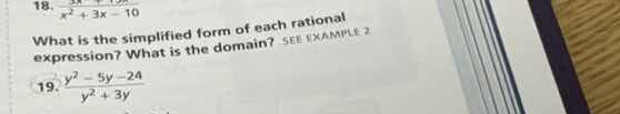 18. \\(\\frac{}{x^2 + 3x - 10}\\) what is the simplified form of each r…
