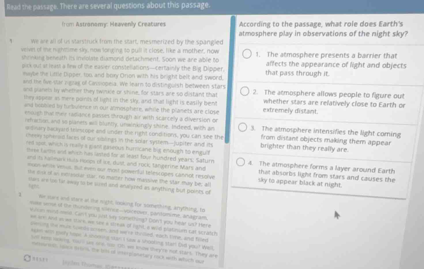 read the passage. there are several questions about this passage. (from…